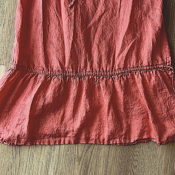 J Crew Linen Spaghetti Strap Casual Dress M Coral Ruffle Summer Casual Feminine - Picture 6 of 10